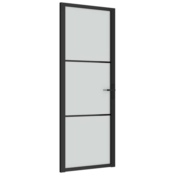 Interior Door 76x201.5 cm Black Matt Glass and Aluminium