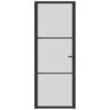 Interior Door 76x201.5 cm Black Matt Glass and Aluminium