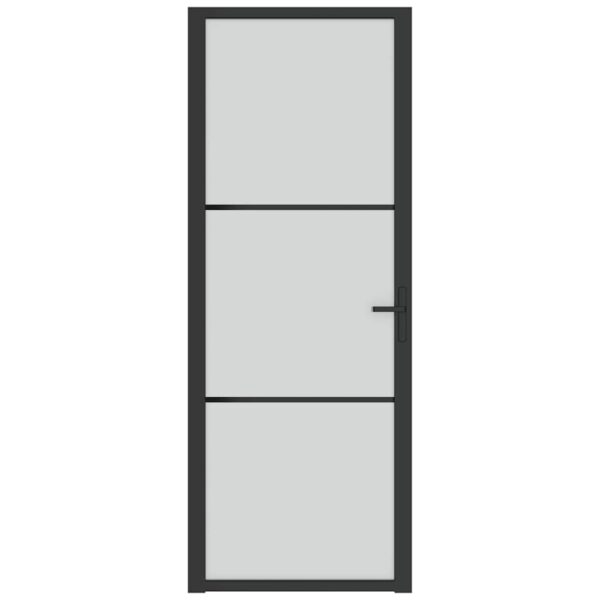 Interior Door 76x201.5 cm Black Matt Glass and Aluminium