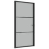 Interior Door 102.5x201.5 cm Black Matt Glass and Aluminium