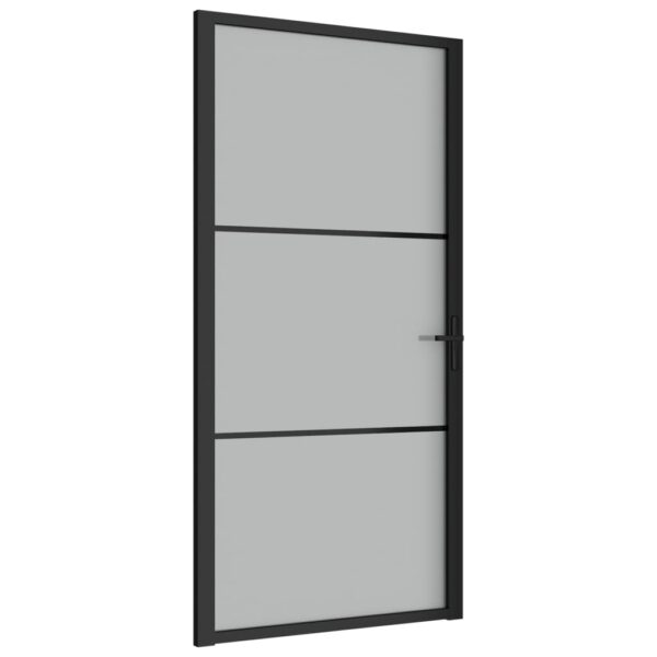 Interior Door 102.5x201.5 cm Black Matt Glass and Aluminium