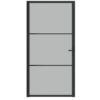 Interior Door 102.5x201.5 cm Black Matt Glass and Aluminium