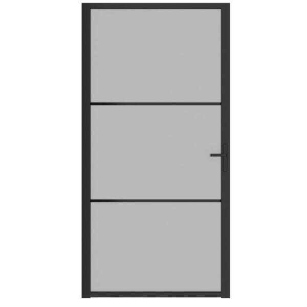 Interior Door 102.5x201.5 cm Black Matt Glass and Aluminium