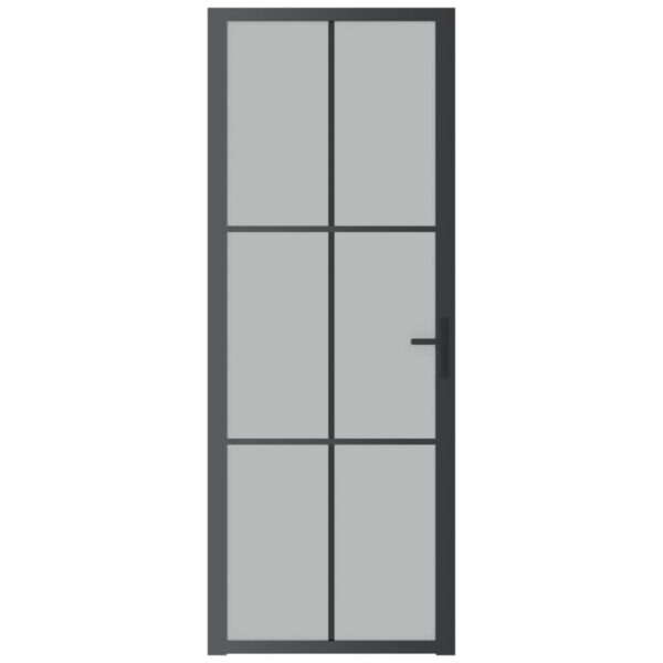 Interior Door 76x201.5 cm Black Matt Glass and Aluminium