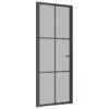 Interior Door 83x201.5 cm Black Matt Glass and Aluminium