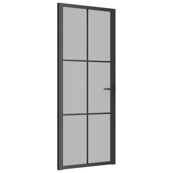 Interior Door 83x201.5 cm Black Matt Glass and Aluminium