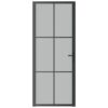 Interior Door 83x201.5 cm Black Matt Glass and Aluminium