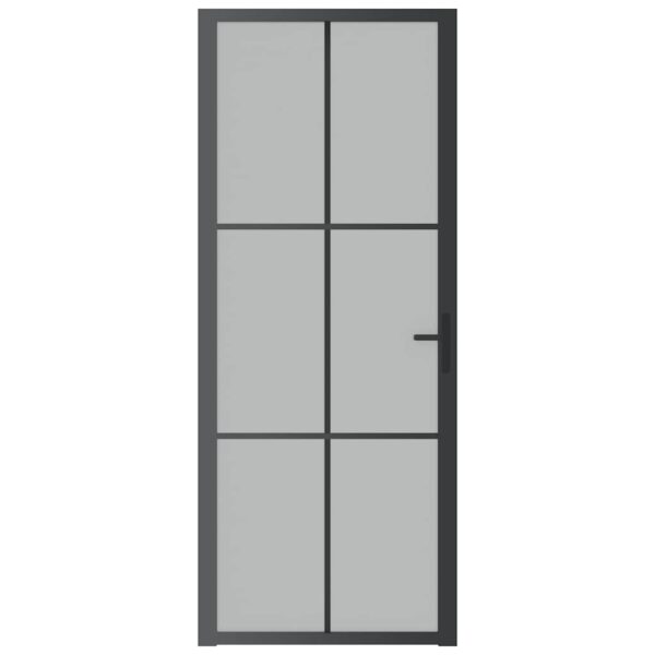 Interior Door 83x201.5 cm Black Matt Glass and Aluminium