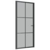 Interior Door 93x201.5 cm Black Matt Glass and Aluminium