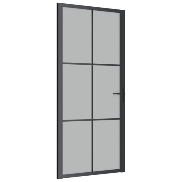 Interior Door 93x201.5 cm Black Matt Glass and Aluminium