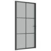 Interior Door 102.5x201.5 cm Black Matt Glass and Aluminium