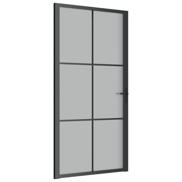 Interior Door 102.5x201.5 cm Black Matt Glass and Aluminium