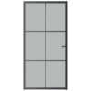Interior Door 102.5x201.5 cm Black Matt Glass and Aluminium
