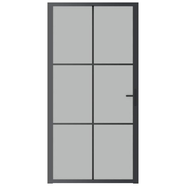 Interior Door 102.5x201.5 cm Black Matt Glass and Aluminium