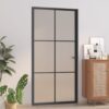 Interior Door 102.5x201.5 cm Black Matt Glass and Aluminium