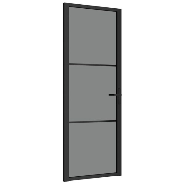 Interior Door 76x201.5 cm Black ESG Glass and Aluminium