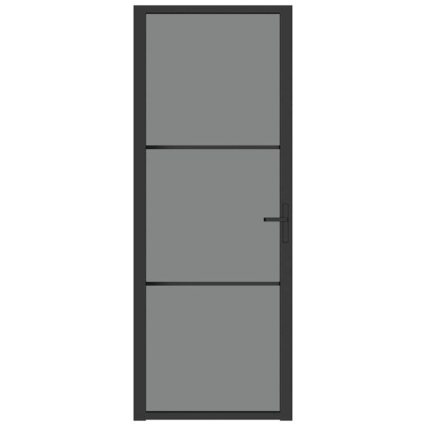 Interior Door 76x201.5 cm Black ESG Glass and Aluminium
