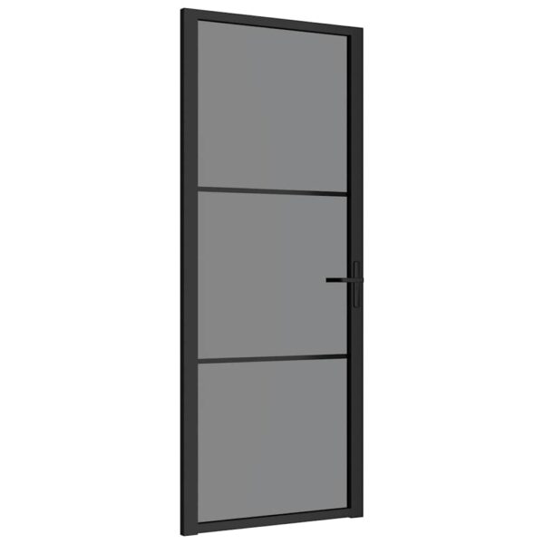 Interior Door 83x201.5 cm Black ESG Glass and Aluminium