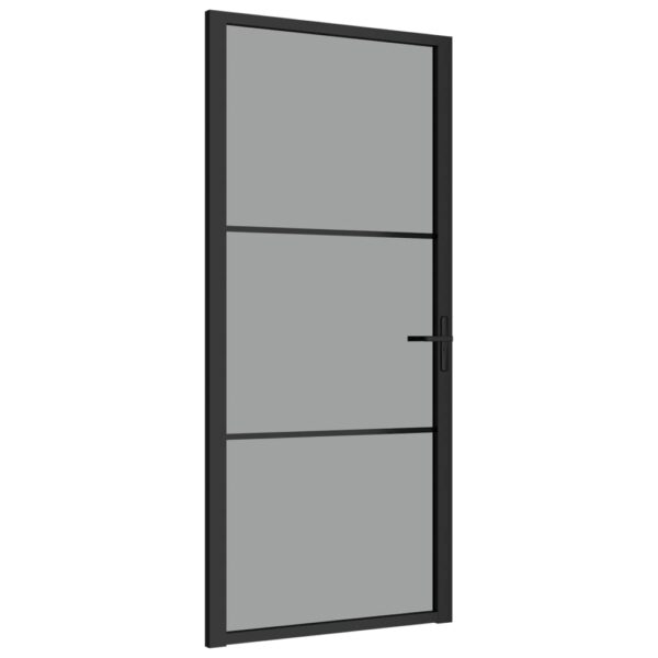 Interior Door 93x201.5 cm Black ESG Glass and Aluminium