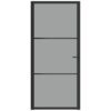 Interior Door 93x201.5 cm Black ESG Glass and Aluminium