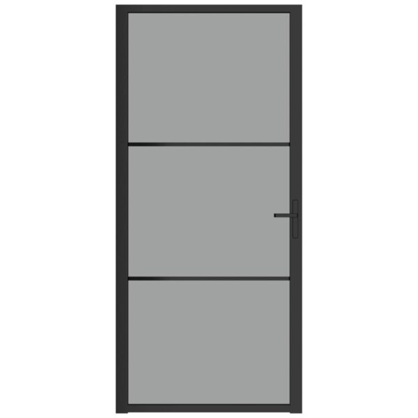 Interior Door 93x201.5 cm Black ESG Glass and Aluminium
