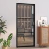 Interior Door 93x201.5 cm Black ESG Glass and Aluminium