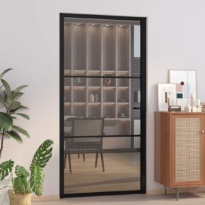 Interior Door 102.5x201.5 cm Black ESG Glass and Aluminium