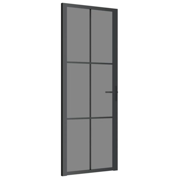 Interior Door 76x201.5 cm Black ESG Glass and Aluminium