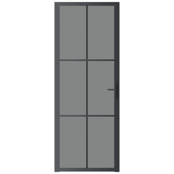 Interior Door 76x201.5 cm Black ESG Glass and Aluminium