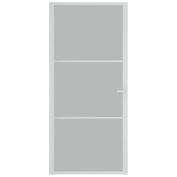 Interior Door 93x201.5 cm White Matt Glass and Aluminium