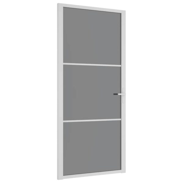 Interior Door 93x201.5 cm White ESG Glass and Aluminium