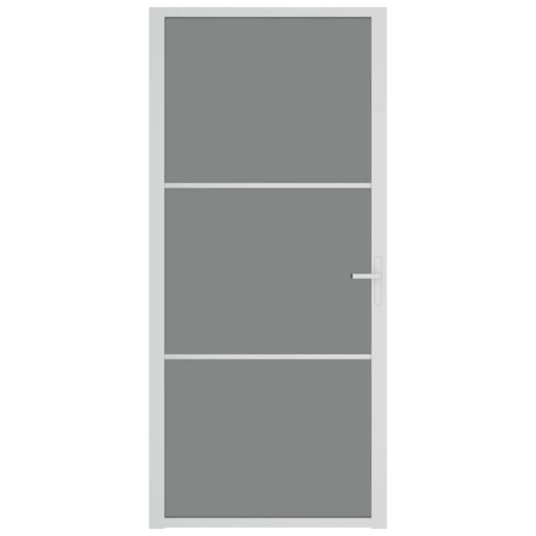 Interior Door 93x201.5 cm White ESG Glass and Aluminium