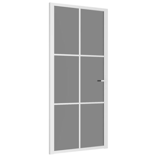 Interior Door 93x201.5 cm White ESG Glass and Aluminium