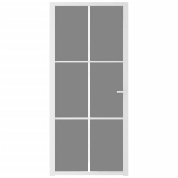 Interior Door 93x201.5 cm White ESG Glass and Aluminium