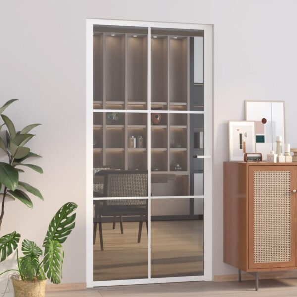 Interior Door 102.5x201.5 cm White ESG Glass and Aluminium