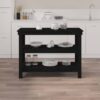 Work Bench Black 110.5x50x80 cm Solid Wood Pine