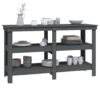 Work Bench Grey 142.5x50x80 cm Solid Wood Pine