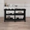 Work Bench Black 142.5x50x80 cm Solid Wood Pine