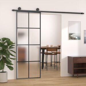 Sliding Door with Hardware Set 76x205 cm ESG Glass & Aluminium