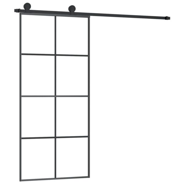 Sliding Door with Hardware Set 90x205 cm ESG Glass & Aluminium