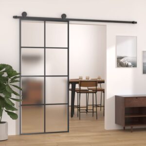 Sliding Door with Hardware Set 90x205 cm ESG Glass & Aluminium