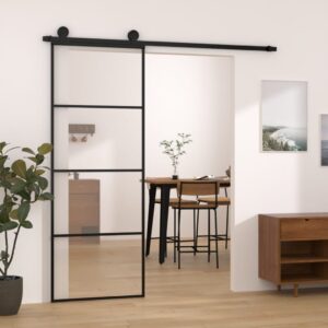 Sliding Door with Hardware Set 76x205 cm ESG Glass & Aluminium