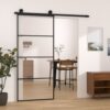 Sliding Door with Hardware Set 90x205 cm ESG Glass & Aluminium