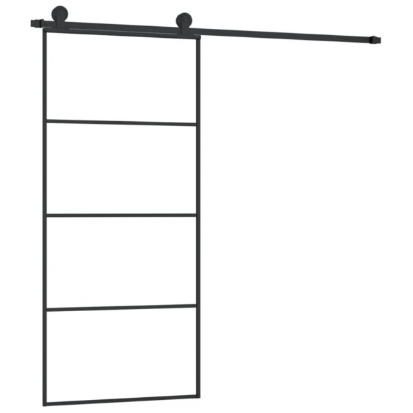 Sliding Door with Hardware Set 90x205 cm ESG Glass & Aluminium
