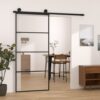 Sliding Door with Hardware Set 90x205 cm ESG Glass & Aluminium