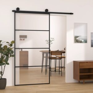 Sliding Door with Hardware Set 102.5x205 cm ESG Glass & Aluminium