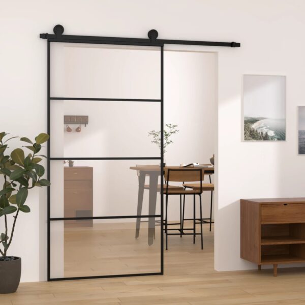 Sliding Door with Hardware Set 102.5x205 cm ESG Glass & Aluminium