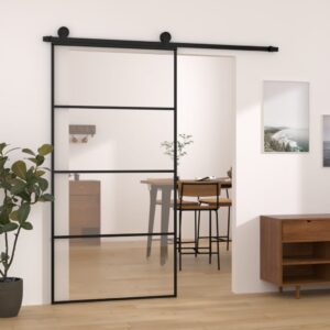Sliding Door with Hardware Set 102.5x205 cm ESG Glass & Aluminium