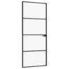Interior Door Black 83x201.5 cm Tempered Glass & Aluminium