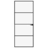 Interior Door Black 83x201.5 cm Tempered Glass & Aluminium